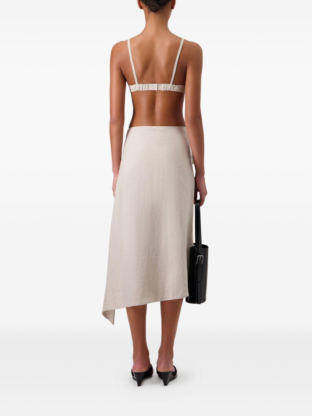 COPERNI Gonna midi con applicazioni rose in tessuto beige chiaro 