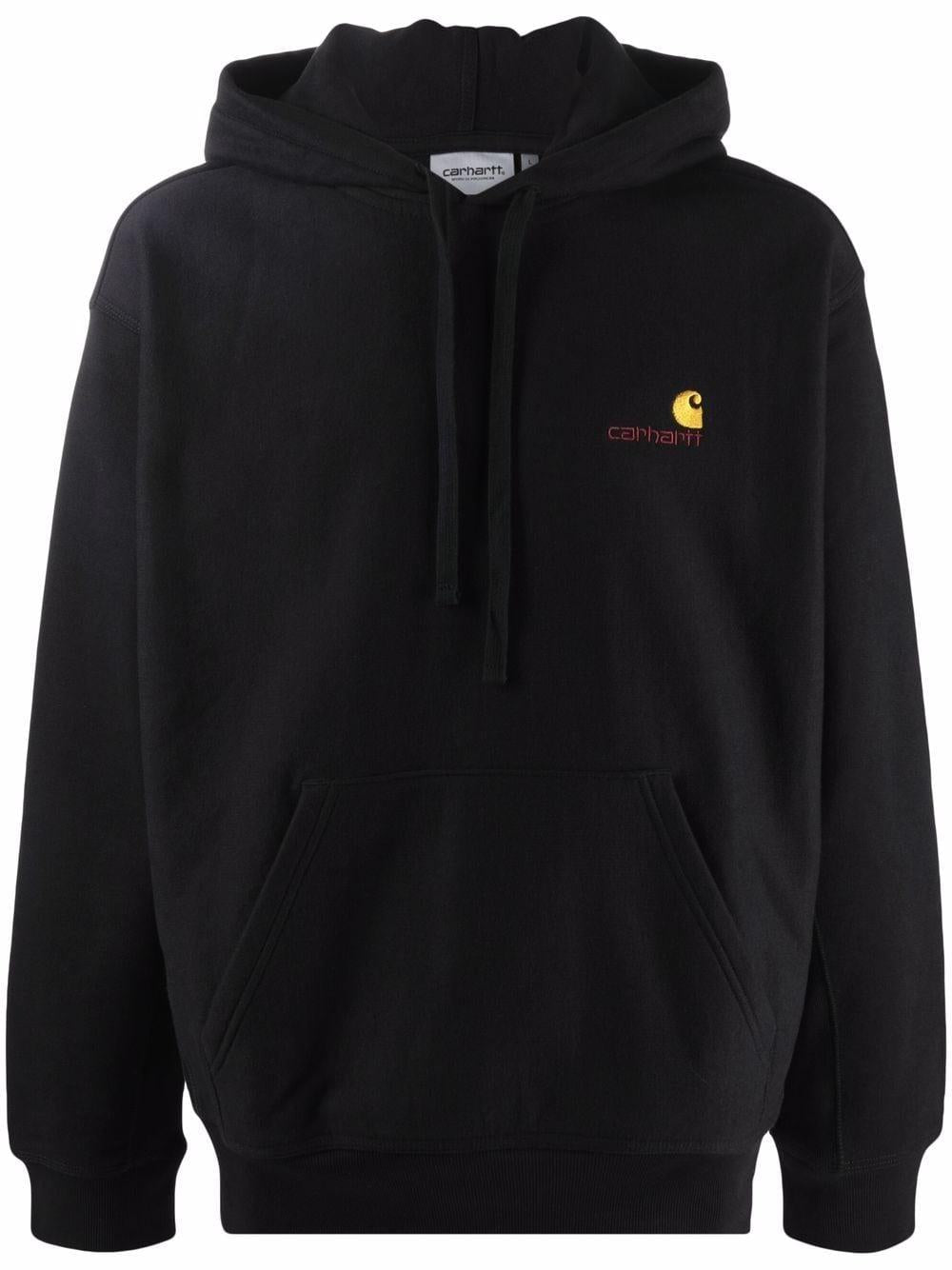 CARHARTT WIP Felpa in cotone  nero con logo ricamato frontale 