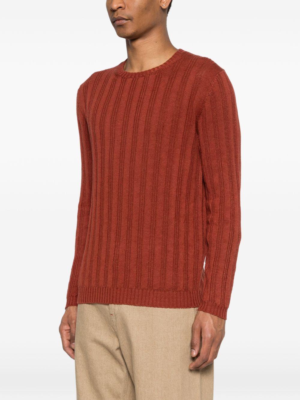 SCAGLIONE Maglia in lino e cotone rosso a righe 