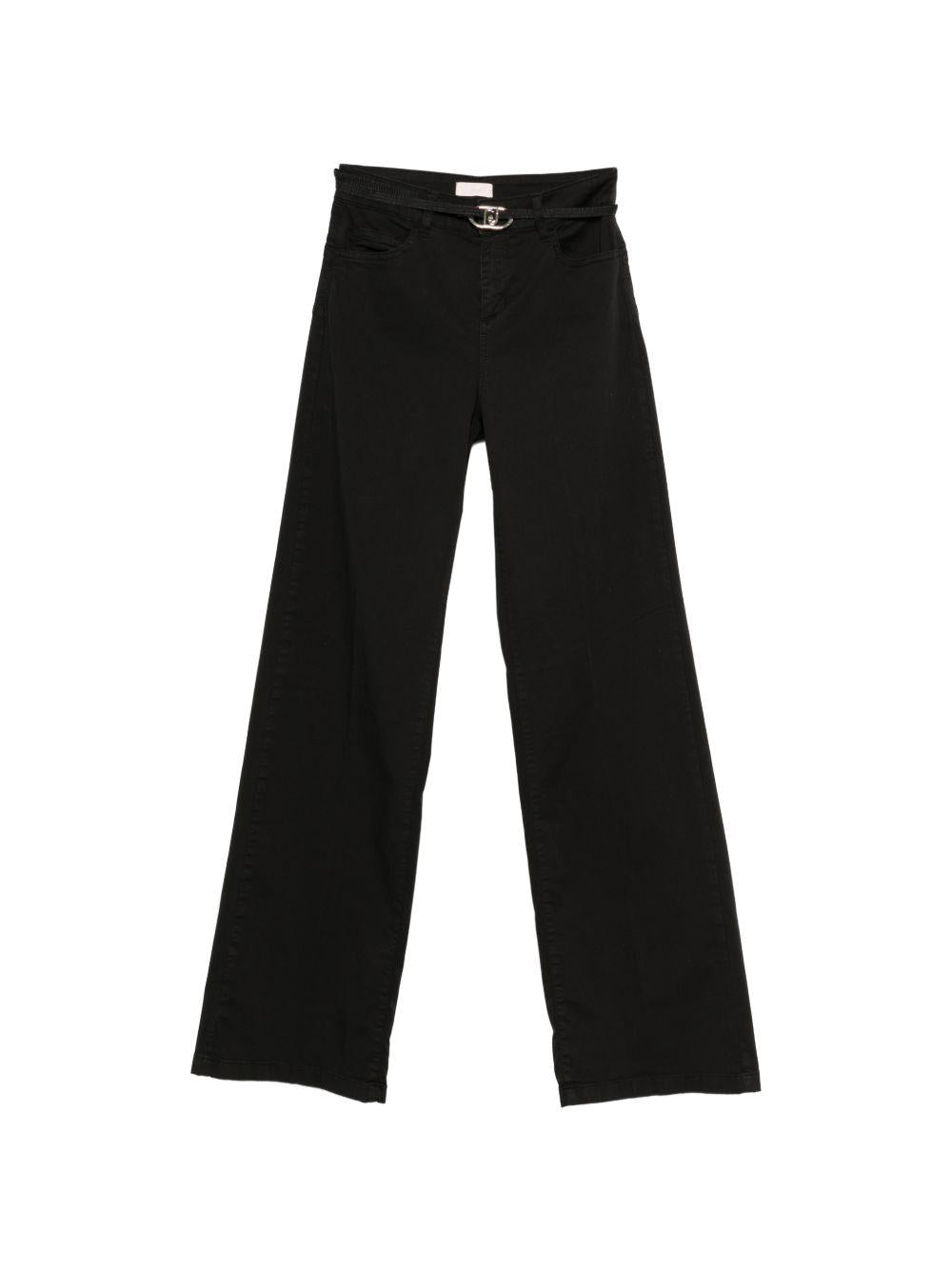 LIUJO Jeans neri a vita alta con cinturina 