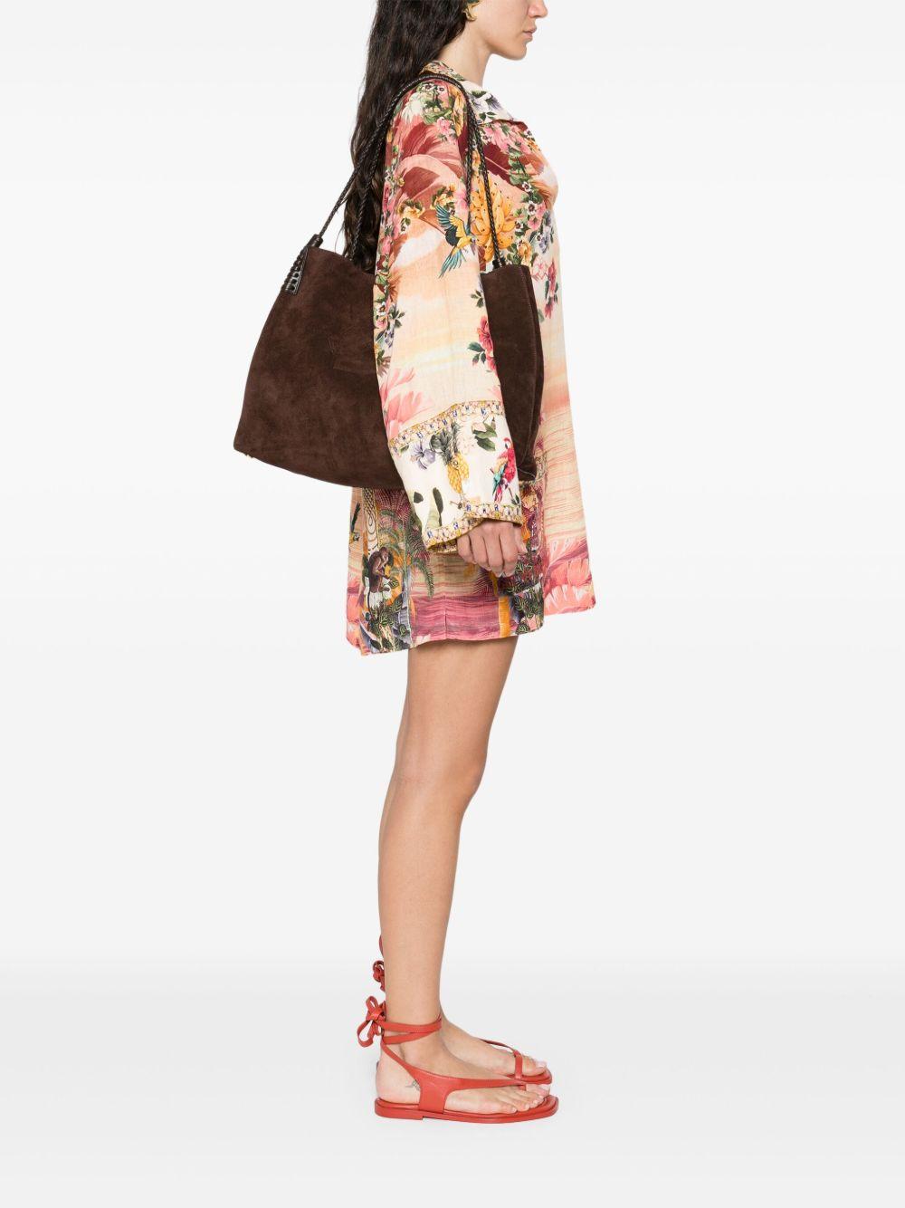 ETRO Borsa a tracolla in pelle di vitello scamosciata marrone 