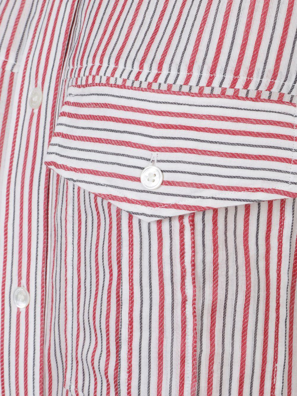 MARANT ETOILE Abito a camicia a righe rosse con tasca sul petto 