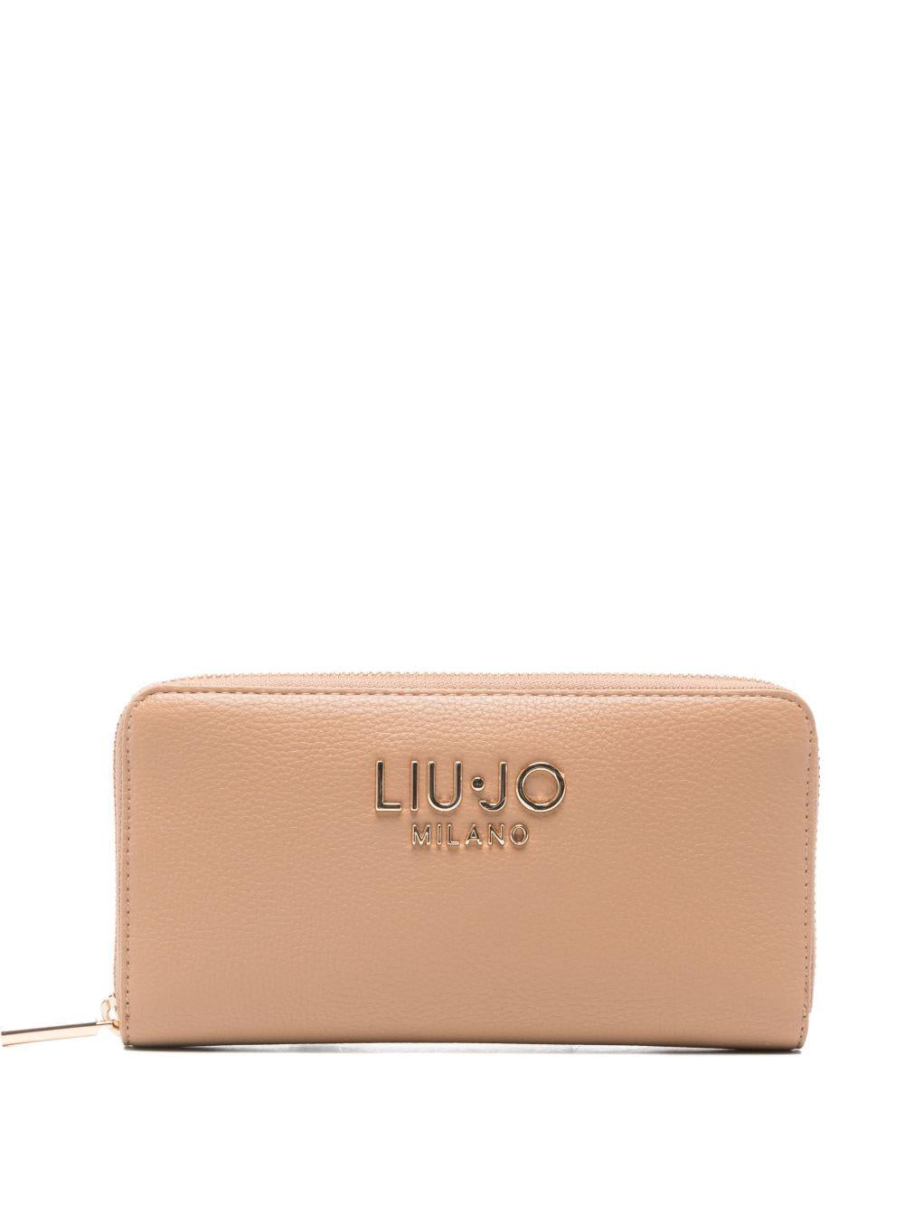LIUJO Portafoglio grande color cammello con chiusura a zip 