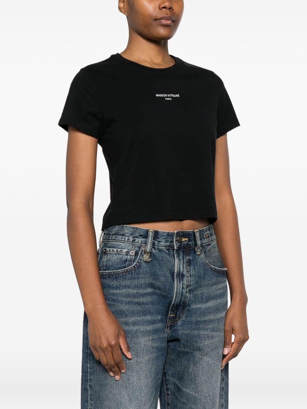 MAISON KITSUNE T-shirt con logo ricamato nera 