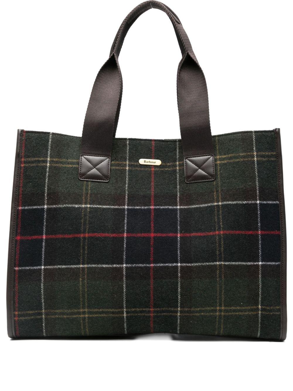 BARBOUR Borsa tote grande a quadri 