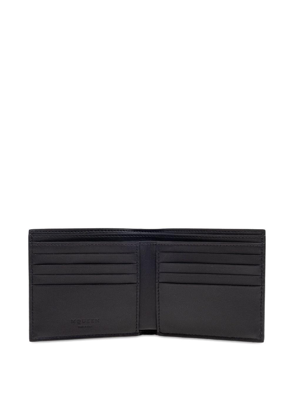 ALEXANDER McQUEEN Portafoglio bifold in pelle liscia con logo 