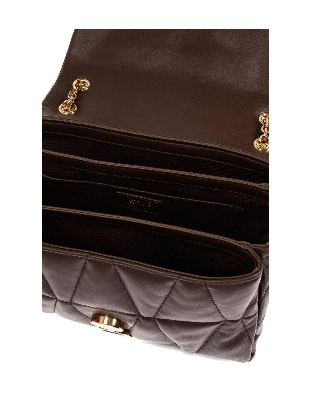 VERSACE Borsa a spalla trapuntata 'Kleio' in pelle di agnello marrone 