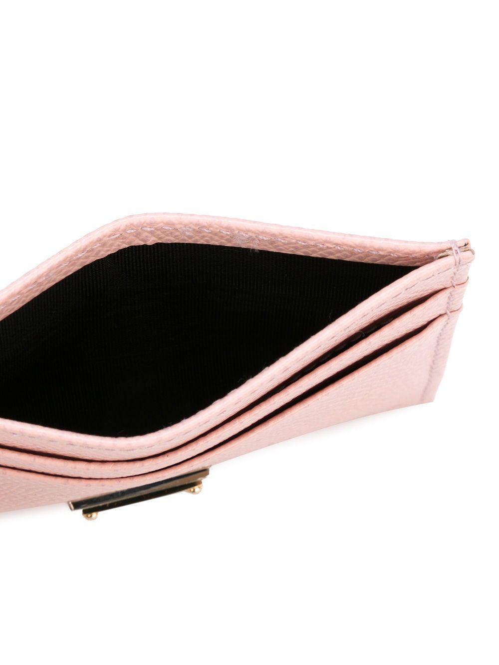 DOLCE e GABBANA Portacarte in pelle rosa con etichetta logo 