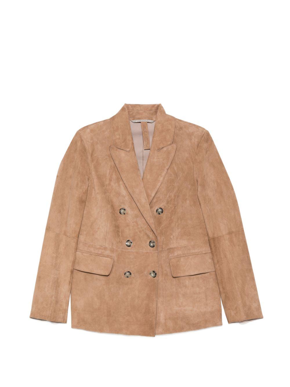 THE JACK AND JACKIE LEATHERS Blazer doppiopetto in pelle scamosciata 