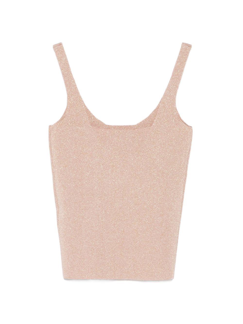 LIUJO Top canotta in lurex color sabbia 