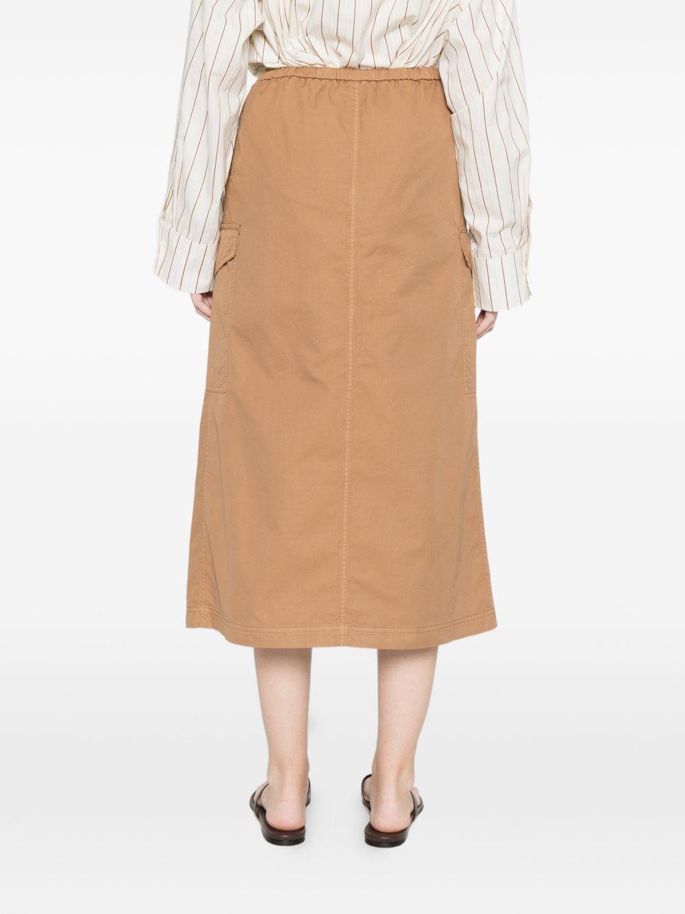 HERNO Gonna midi in cotone beige con tasche 