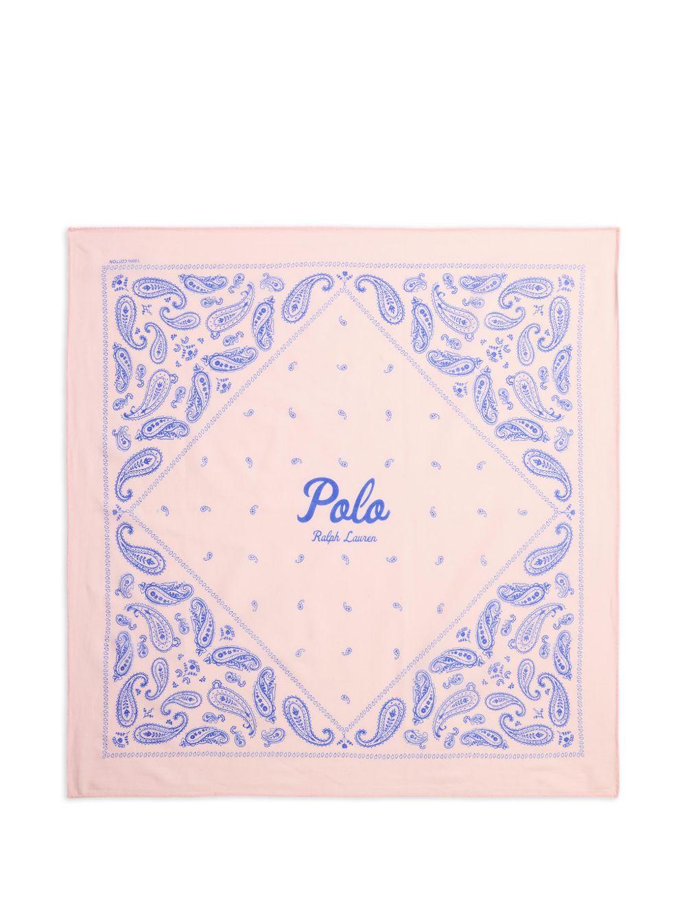 POLO RALPH LAUREN Bandana in cotone light pink con stampa paisley 