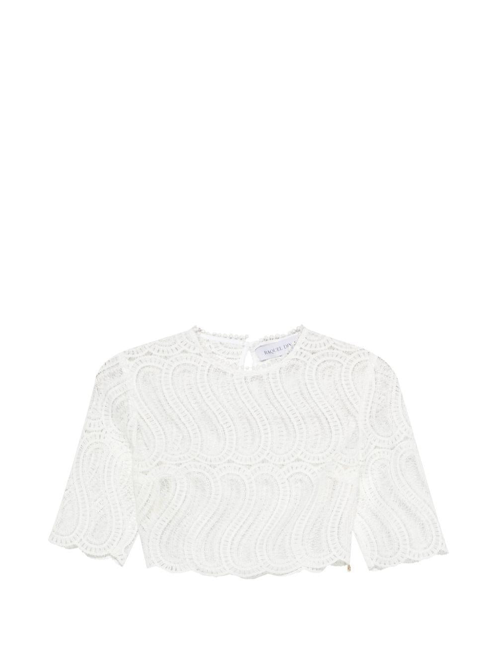 RAQUEL DINIZ Top bianco in pizzo 