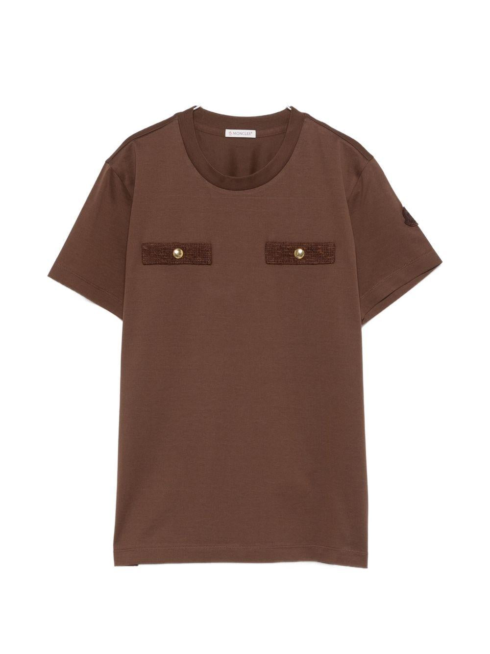 MONCLER T-shirt marrone a maniche corte 