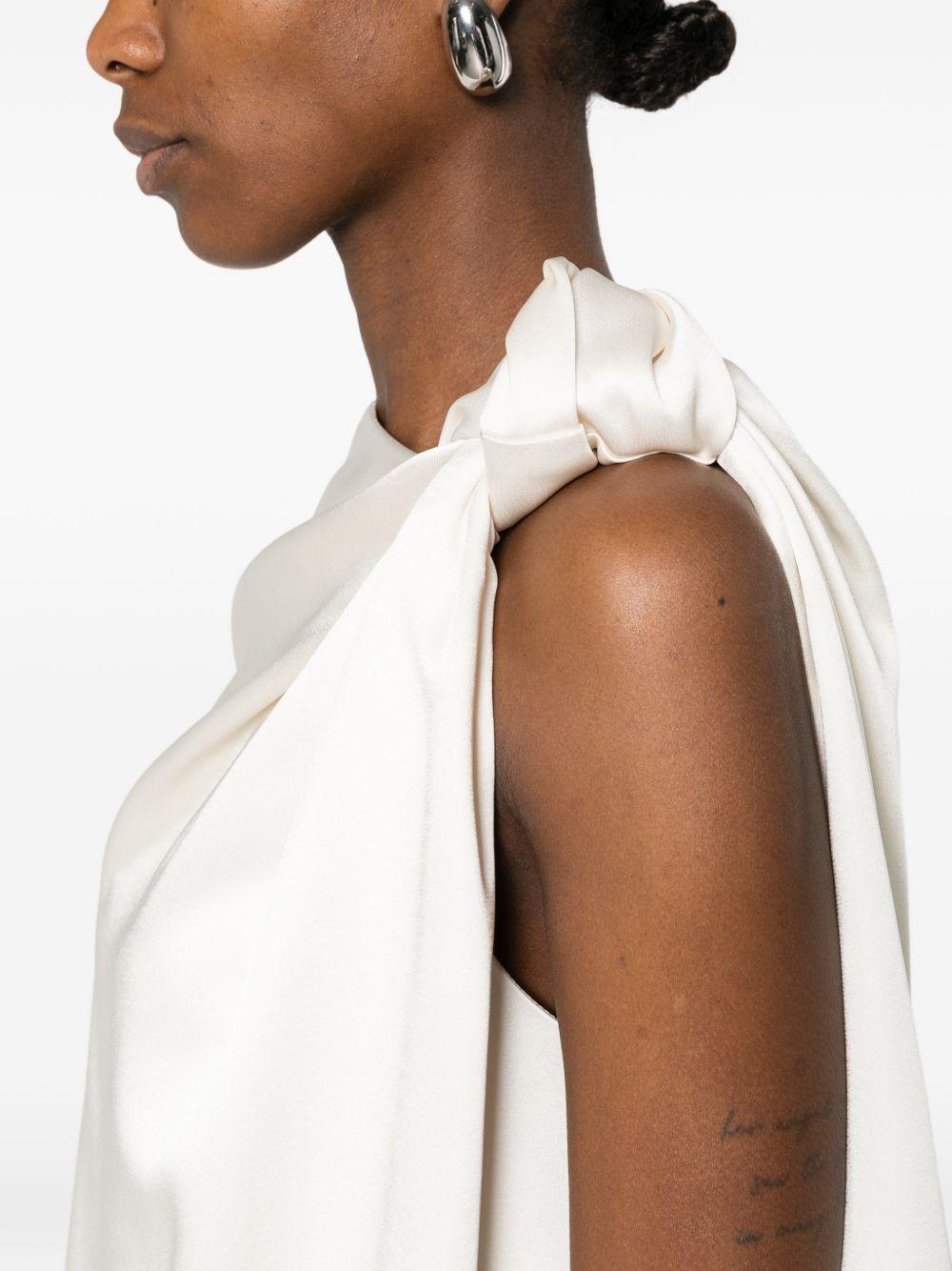 ELEH Mini abito con scollo asimmetrico e drappeggio bianco 