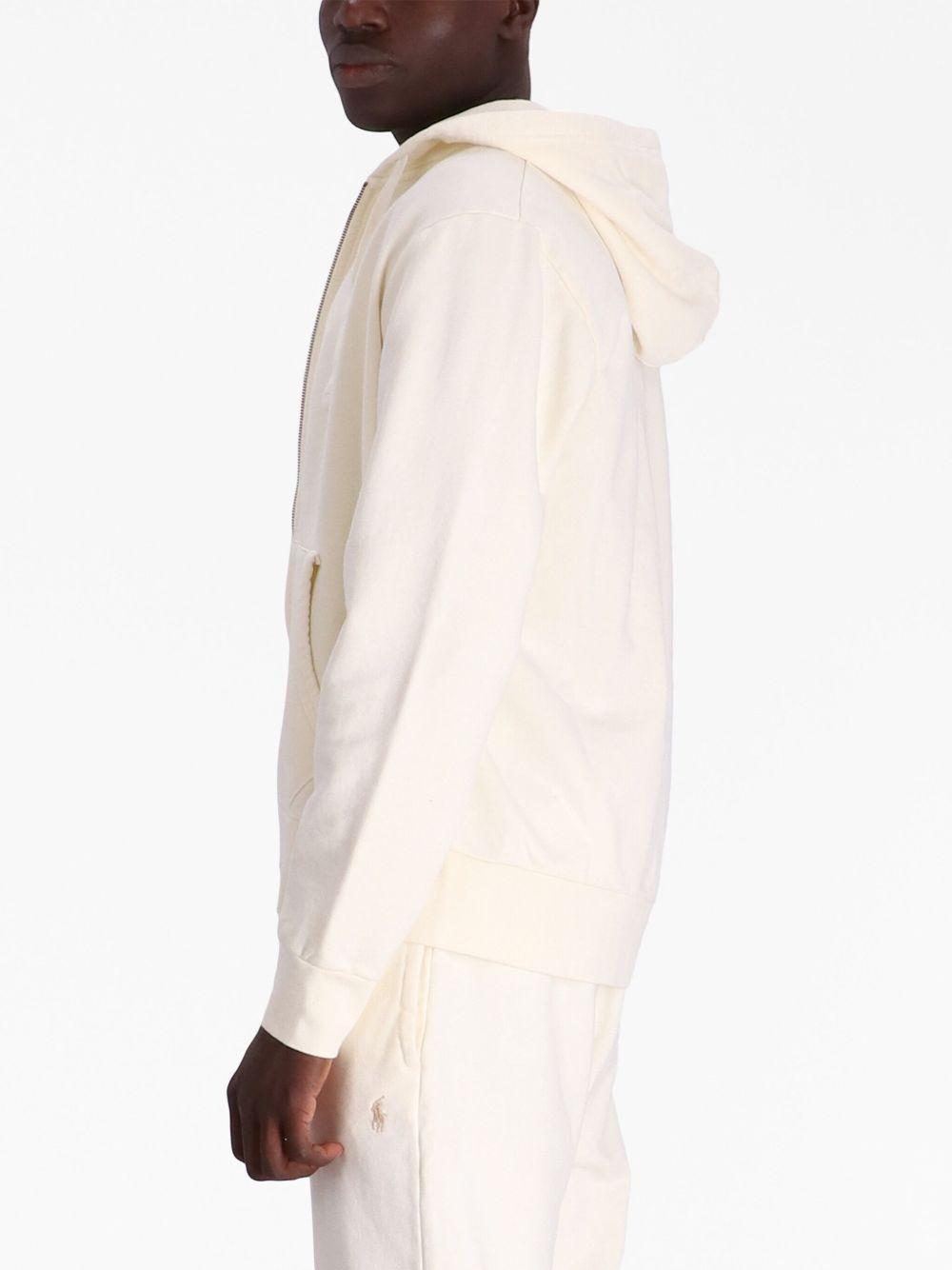 POLO RALPH LAUREN Felpa ecrù con cappuccio e zip 