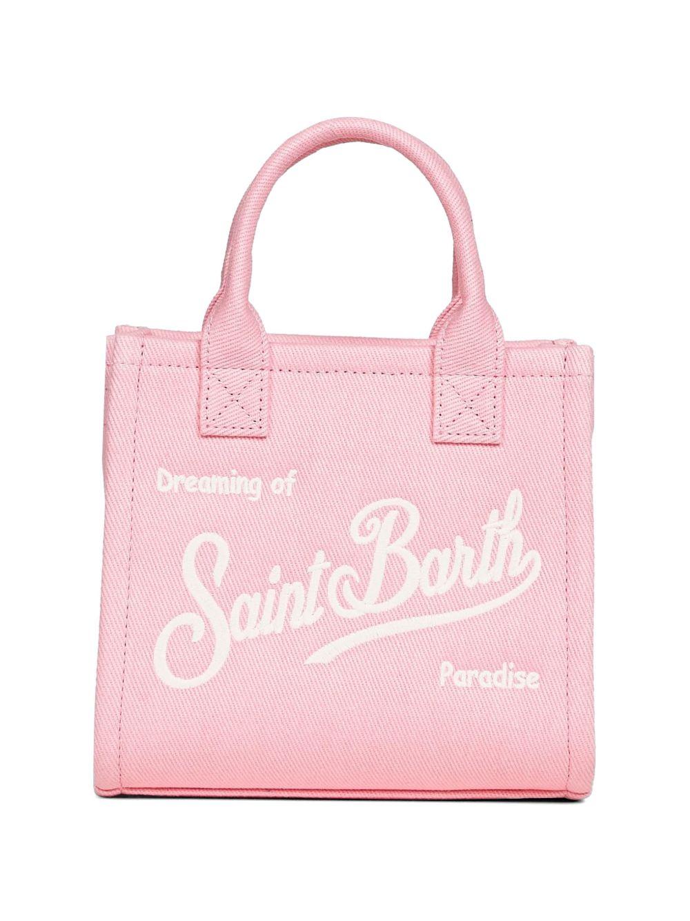 MC2 SAINT BARTH Borsa shopping Vanity Bag con logo ricamato rosa 