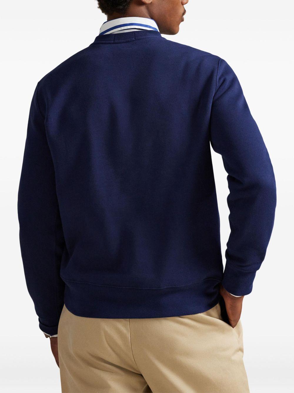 POLO RALPH LAUREN Felpa in cotone blu con stampa orso 