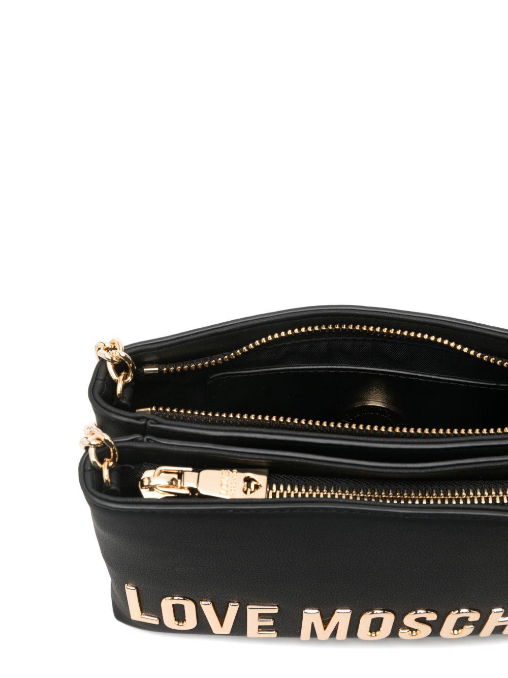 LOVE MOSCHINO Borsa a tracolla nera con logo dorato 