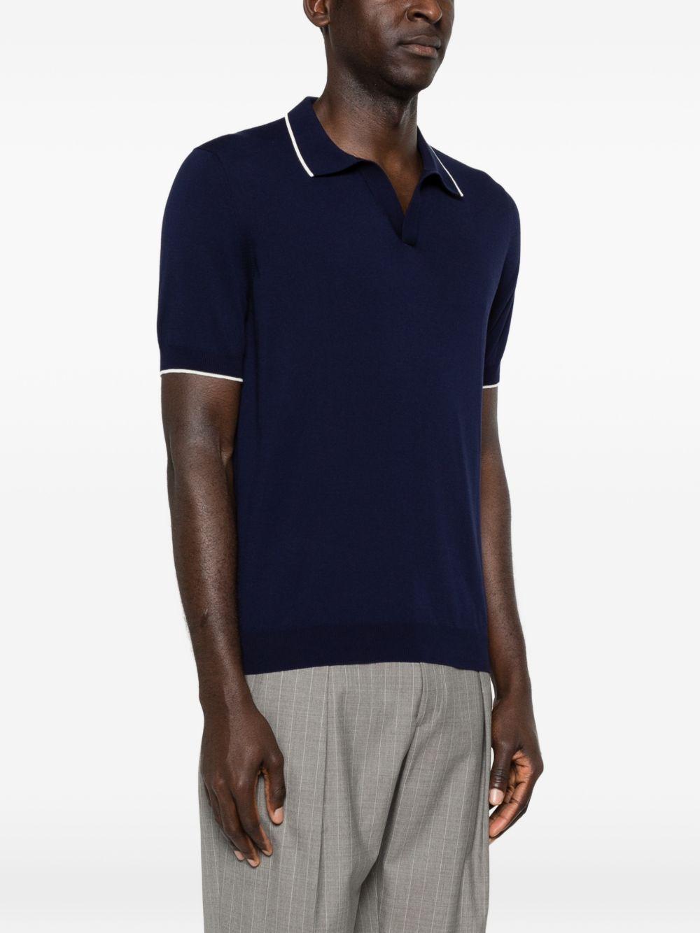 FAY Polo blu navy con profili a contrasto 