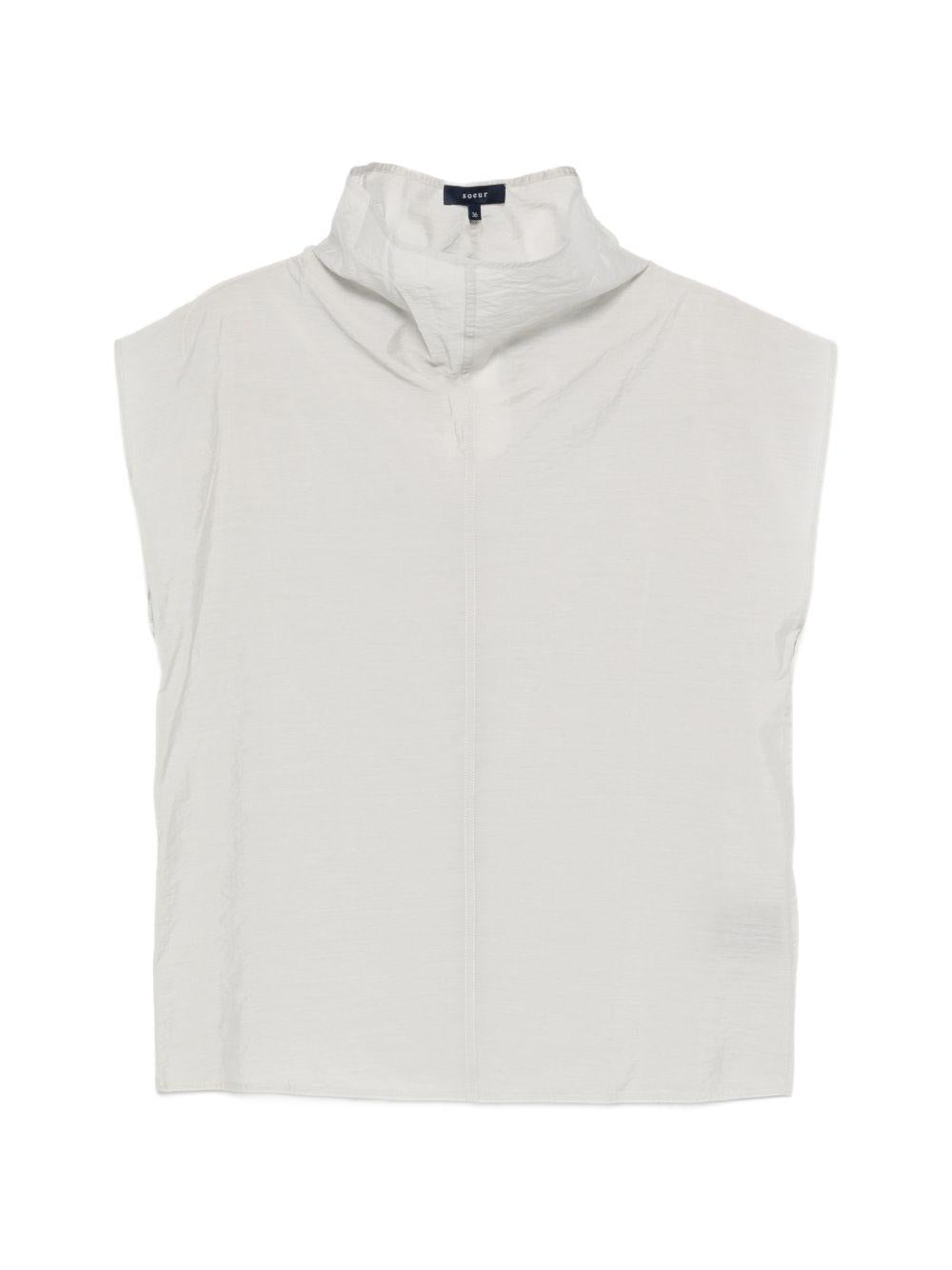 SOEUR Top Izumi in cotone grigio senza maniche a collo alto 