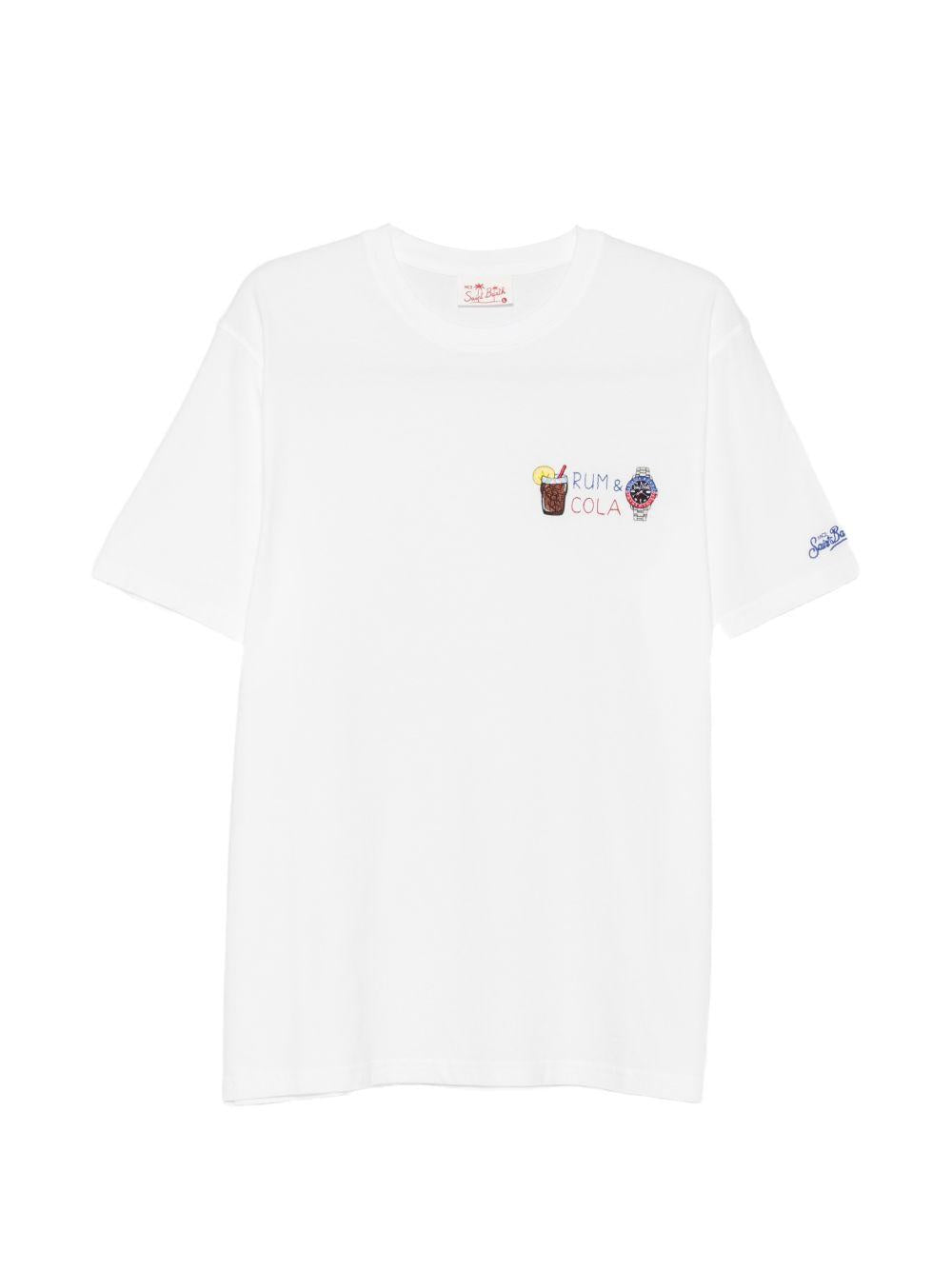 MC2 SAINT BARTH T-shirt in cotone bianco con ricamo 