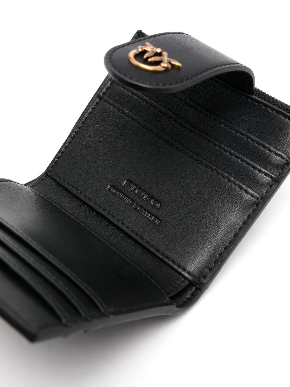 PINKO Portafoglio Multi Purpose in pelle nera con bottone e zip 