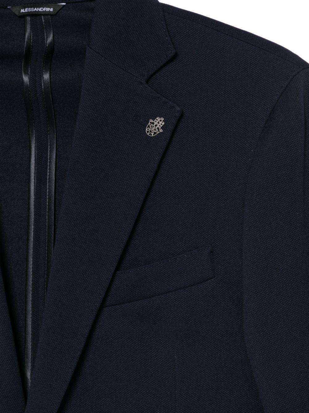 DANIELE ALESSANDRINI Blazer blu monopetto con spilla 