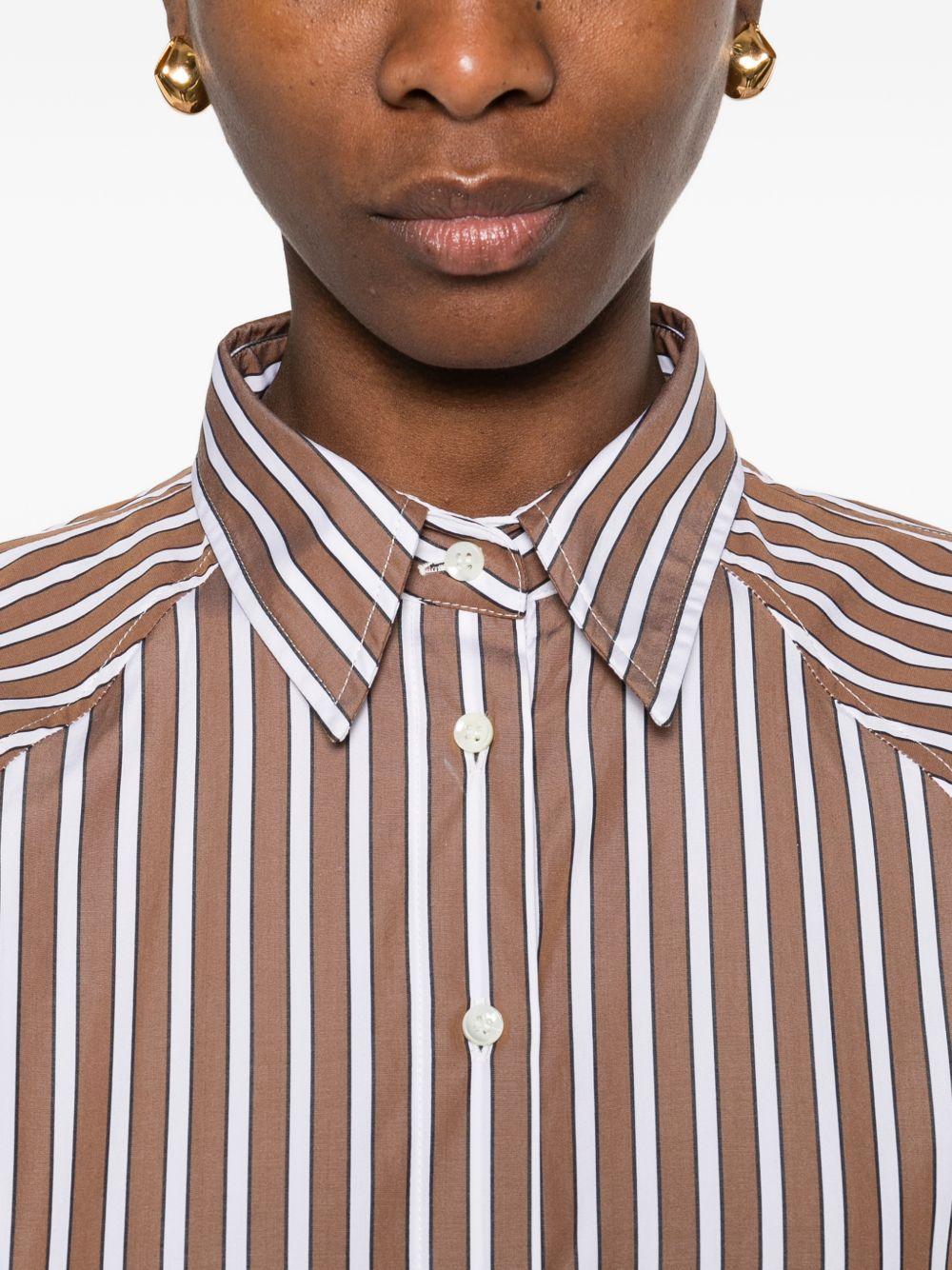 BRUNELLO CUCINELLI Camicia a righe marrone e bianco in cotone 