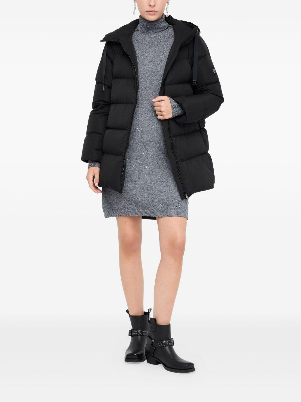 LIUJO Piumino nero lungo con cappuccio 