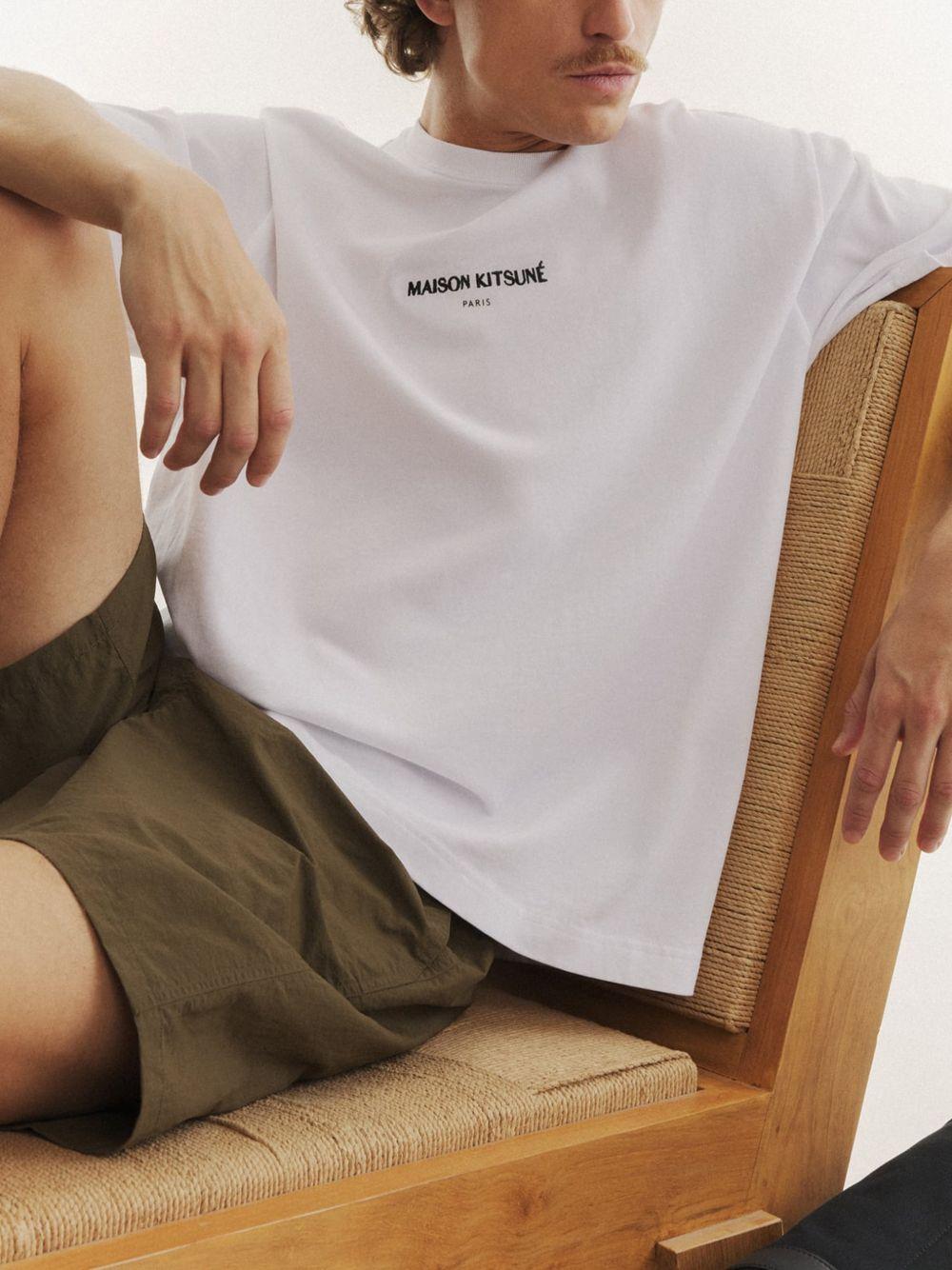 MAISON KITSUNE T-shirt beige con logo 