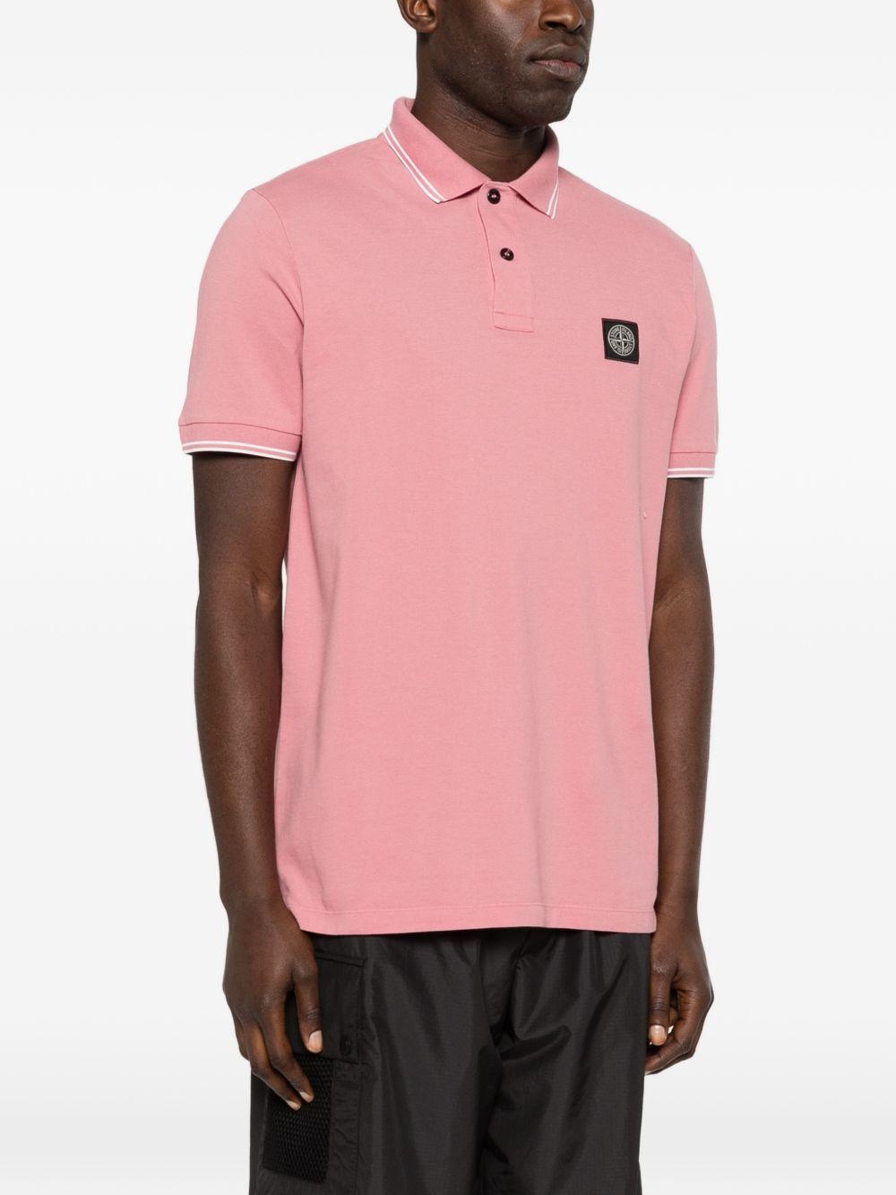 STONE ISLAND Polo rosa con applicazione logo 