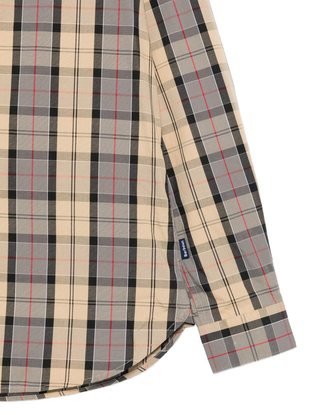 BARBOUR Camicia a quadri beige e grigio 