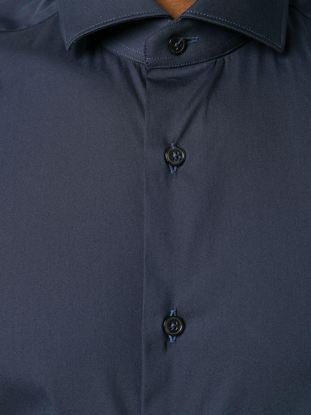 XACUS Camicia slim fit in cotone blu 