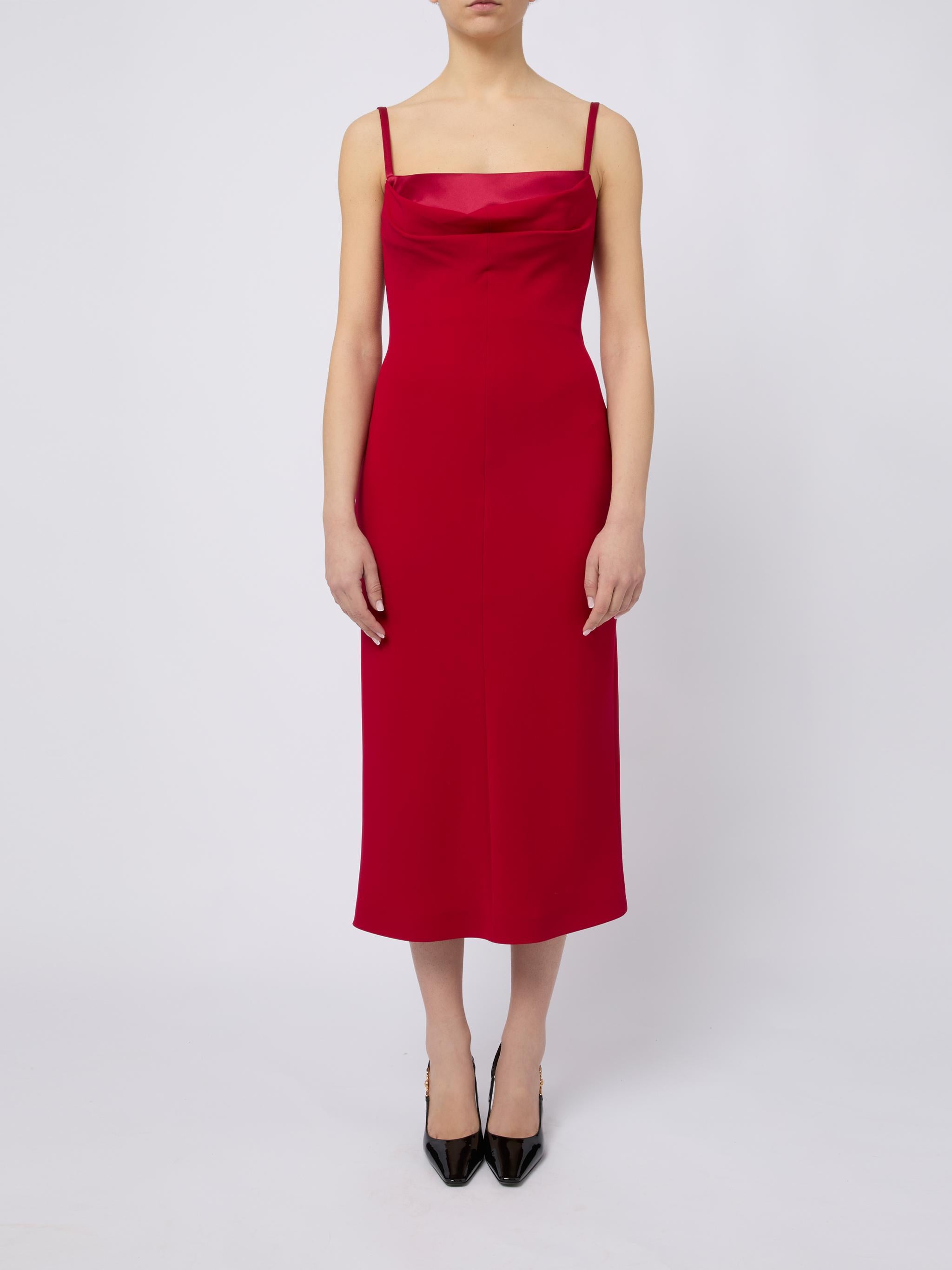 MAX MARA PIANOFORTE Elegante abito midi Pantone rosso 