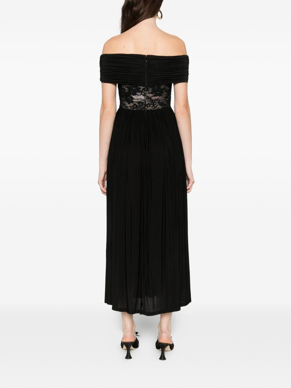 ZIMMERMANN Abito lungo nero con scollo bardot 