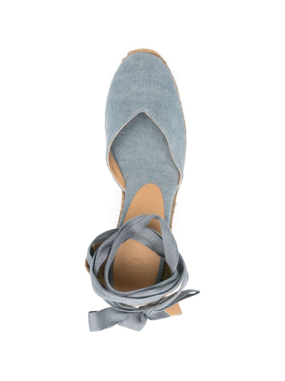 CASTANER Zeppa con lacci in cotone azzurro 
