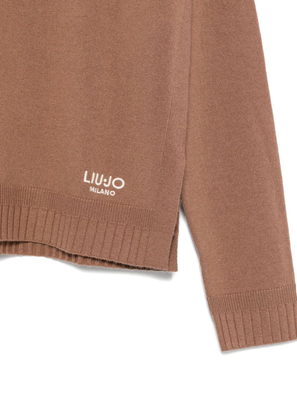 LIUJO Maglia in lana e cashmere beige con scollo a V 