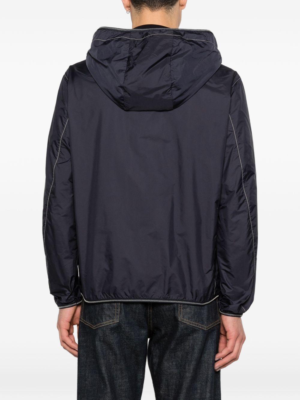 MONCLER Giacca a vento blu con cappuccio e zip 