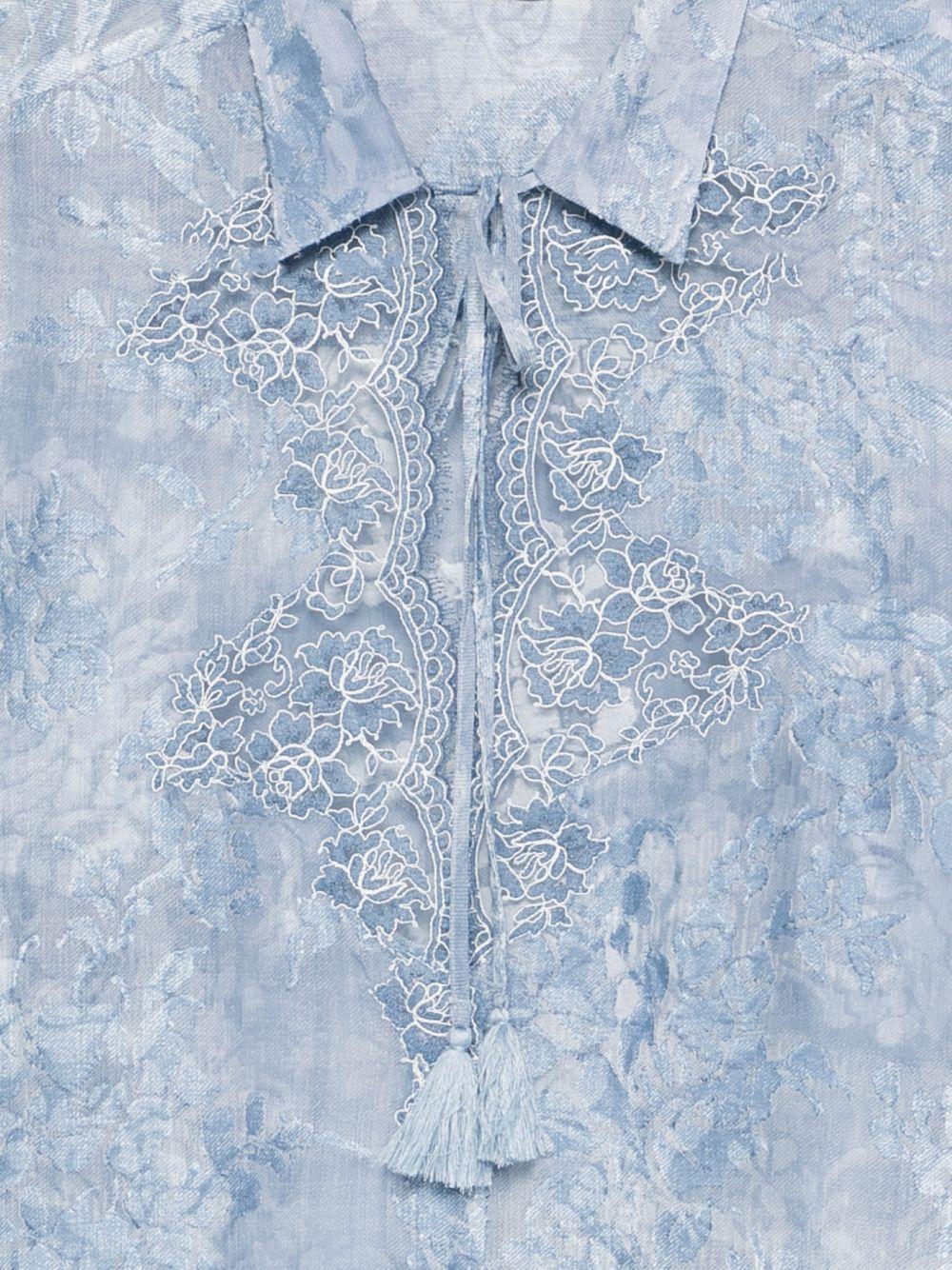 ERMANNO FIRENZE Camicia azzurra con ruches 