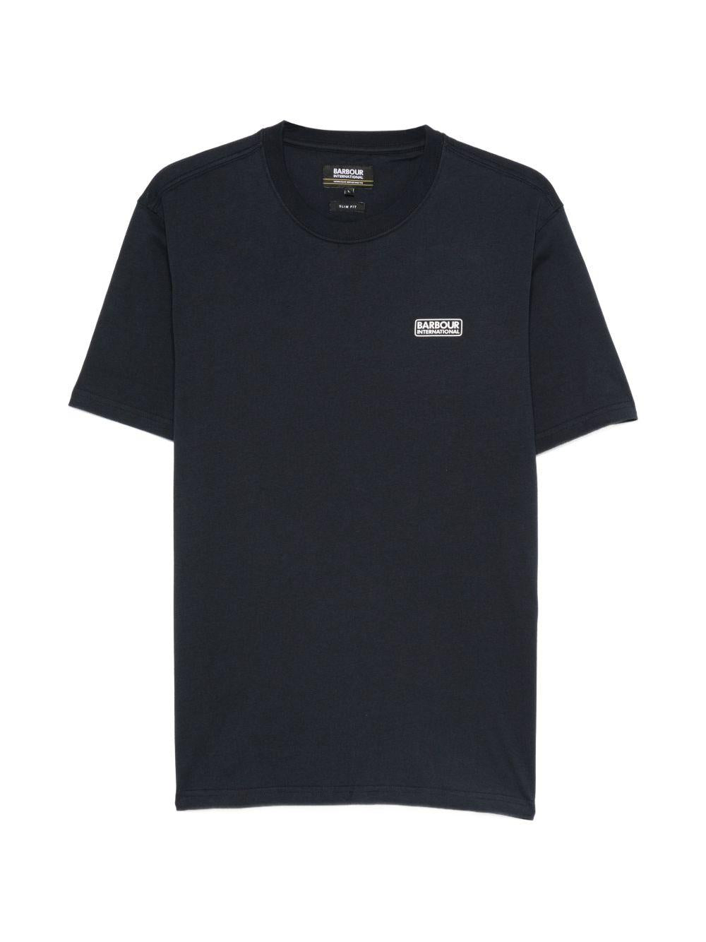 BARBOUR T-shirt blu navy in cotone con logo a collo rotondo e maniche corte 