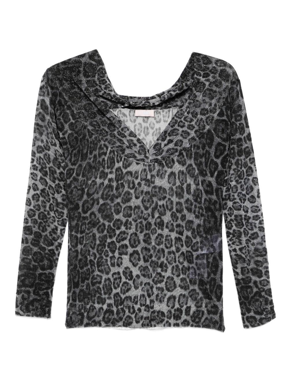 LIUJO Maglia scollo a V animalier girgio 