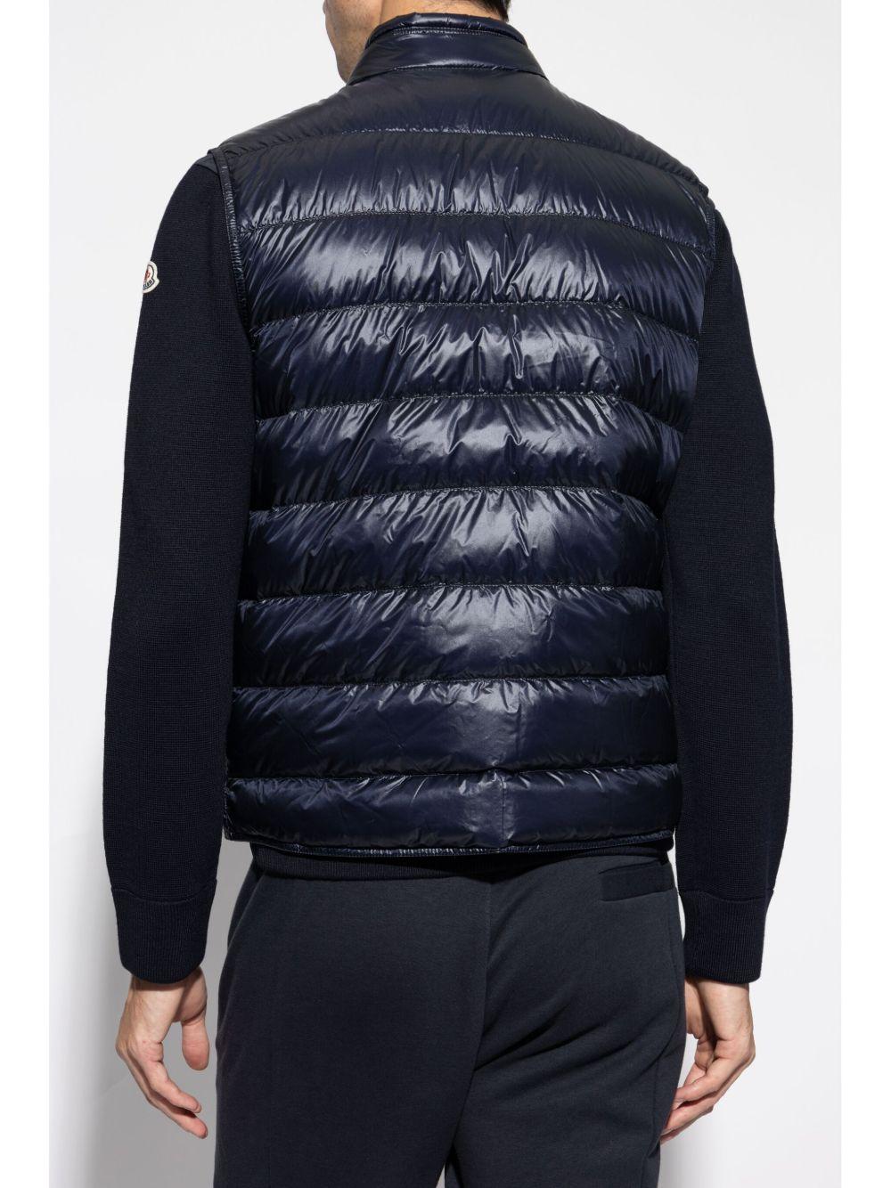 MONCLER Gilet trapuntato blu con logo 
