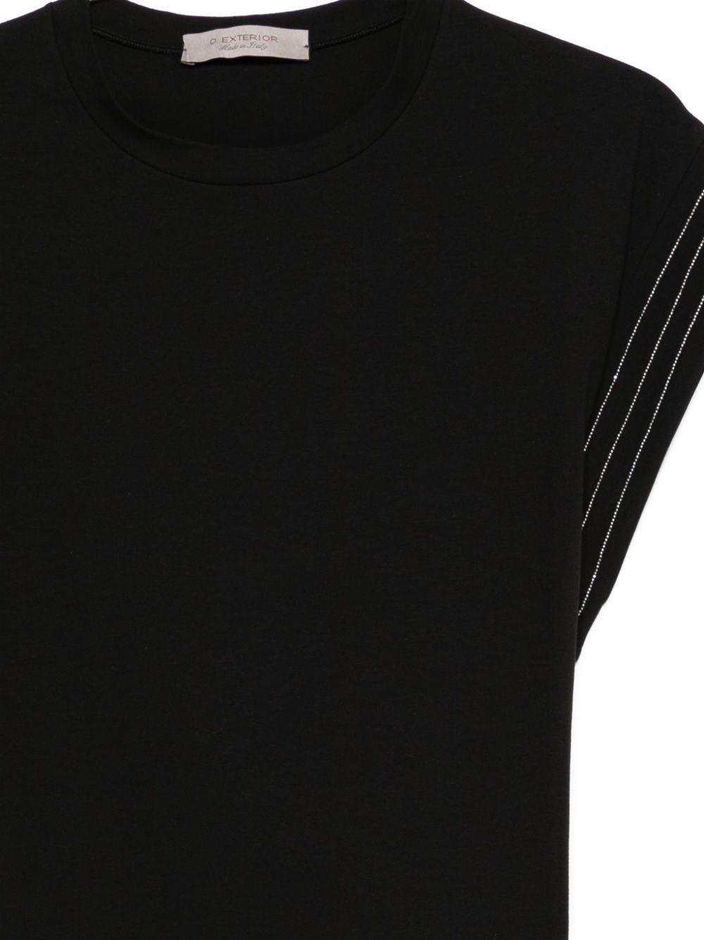 D EXTERIOR T-shirt in cotone elasticizzato nero 