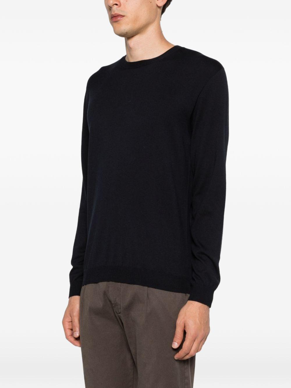 SCAGLIONE Maglia in seta e cotone blu navy girocollo 