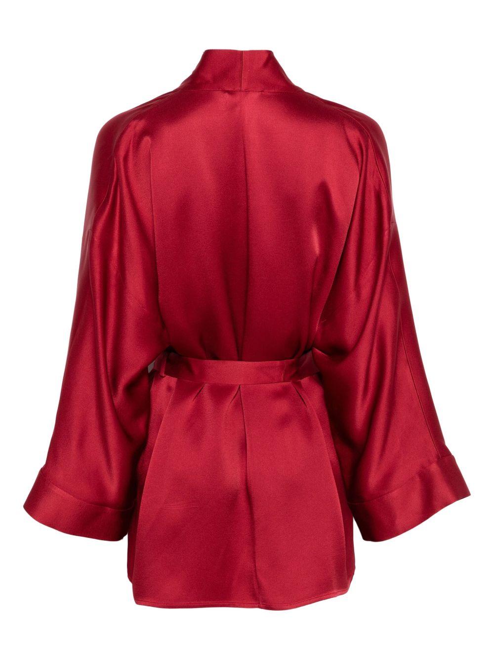 ANTONELLI Kimono rossa in satin con cintura 