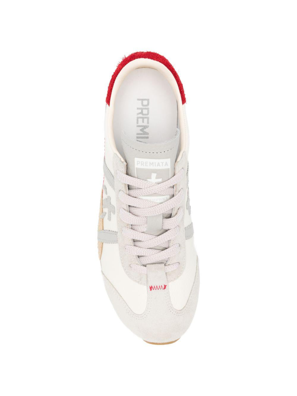 PREMIATA Sneakers con linguetta e tallone rosso beige 