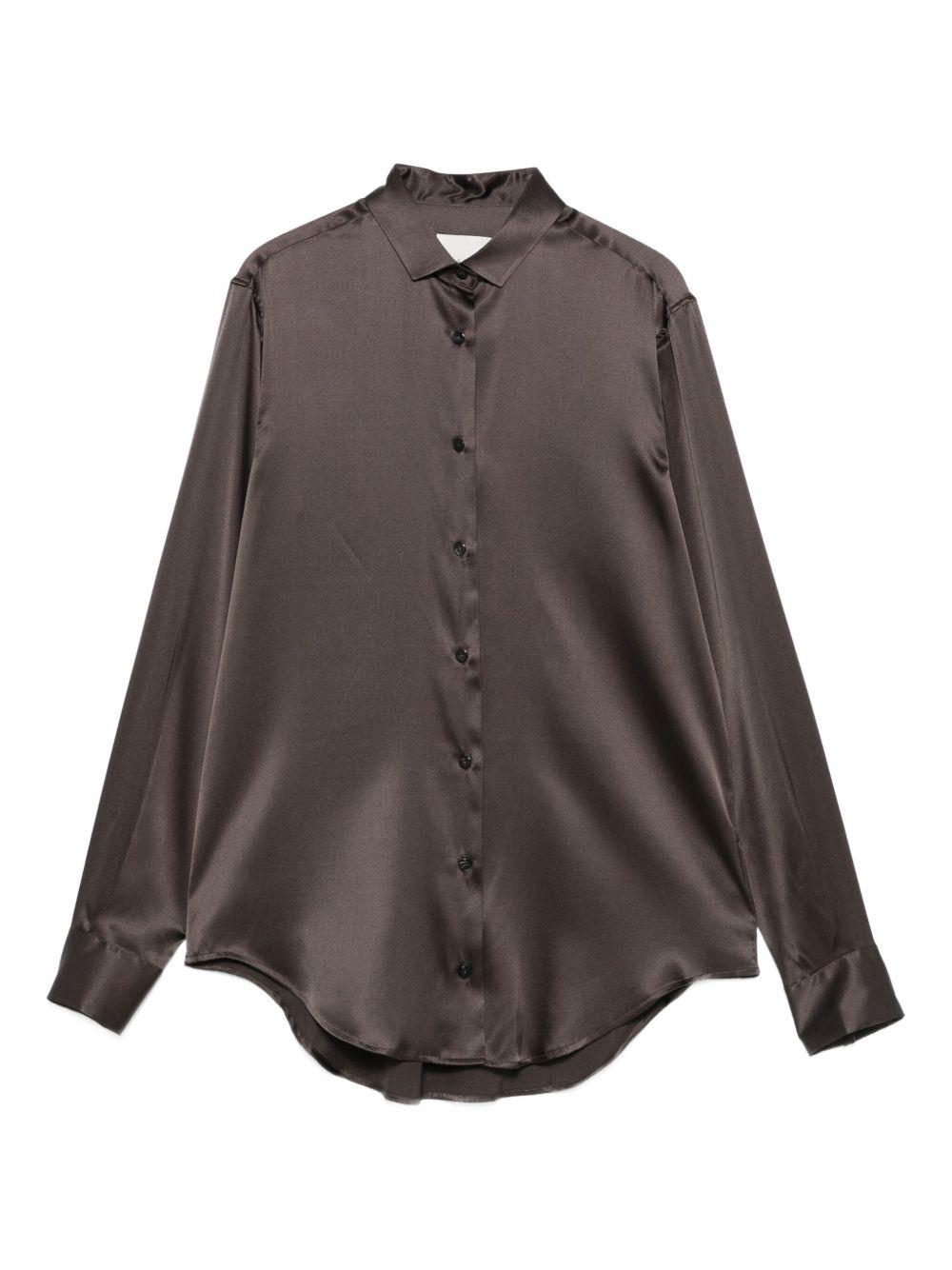 XACUS Camicia Giselle in seta marrone 