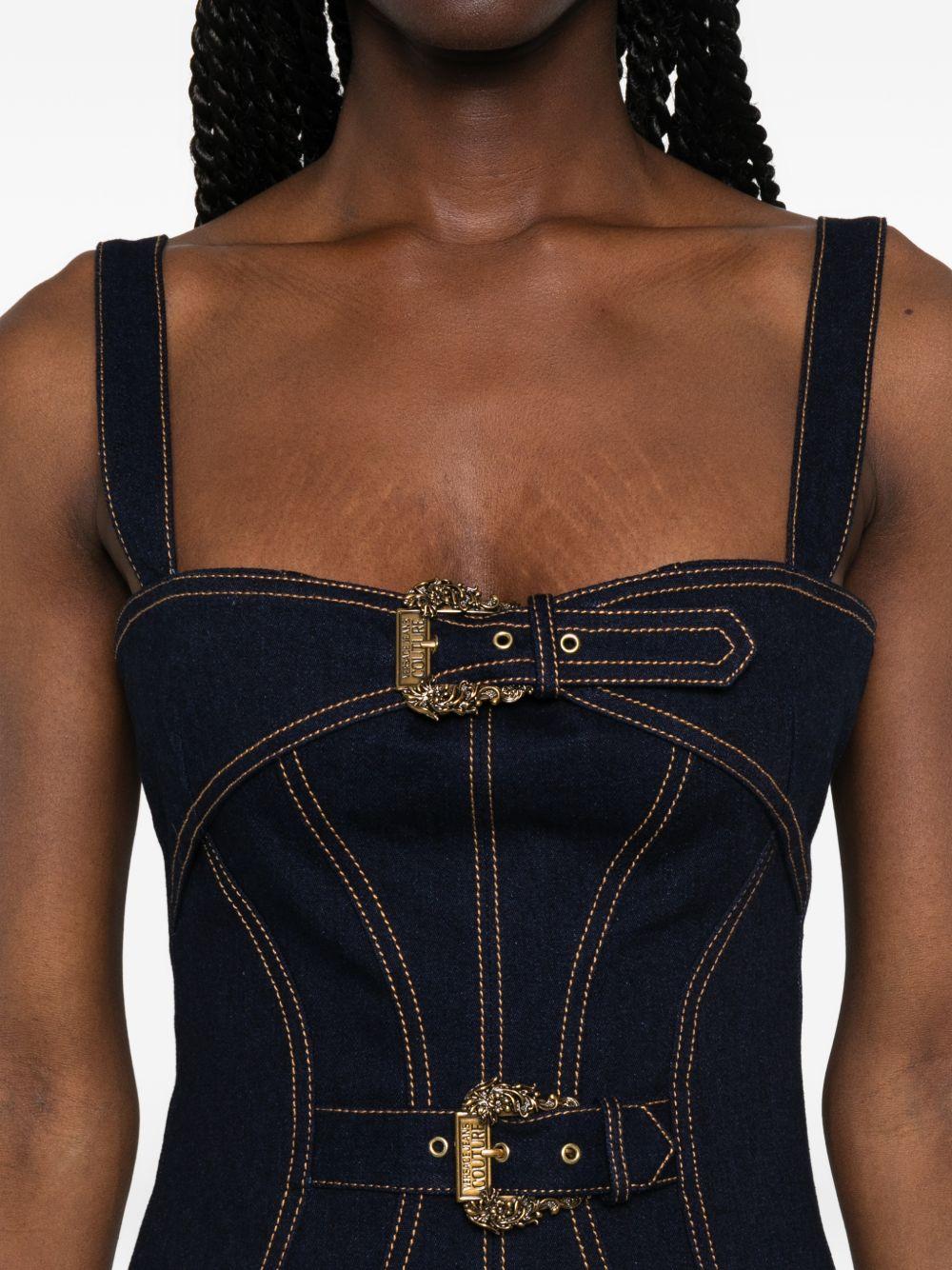 VERSACE JEANS COUTURE Abito corto nero con fibbie dorate 