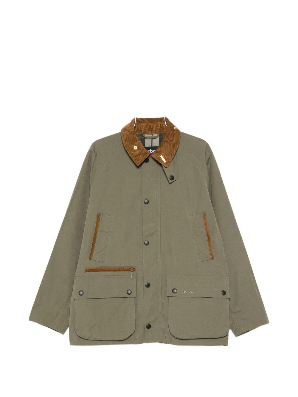 BARBOUR Giacca Icons verde con colletto a coste 